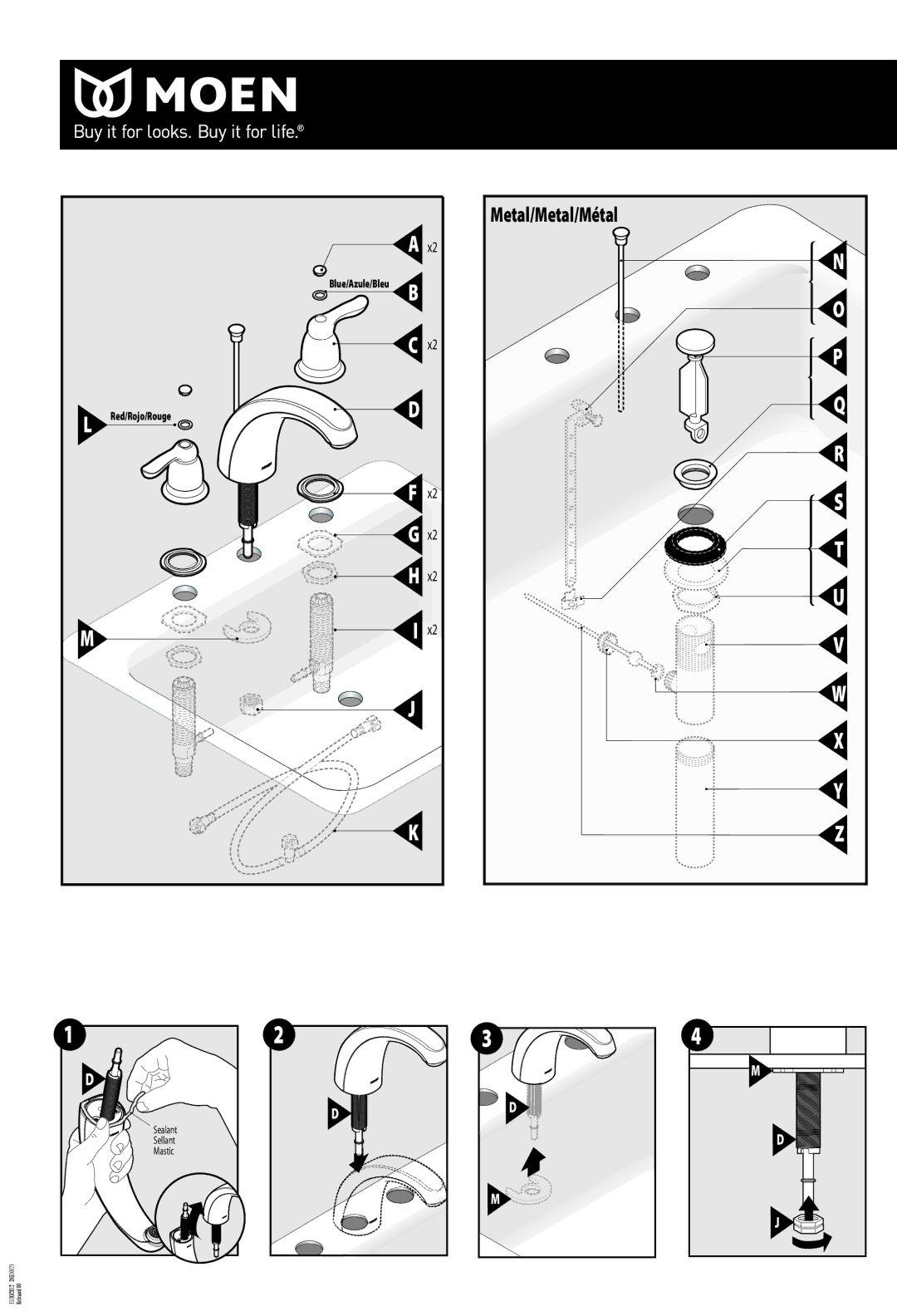 Moen 4962, 4945 warranty Metal/Metal/Métal 