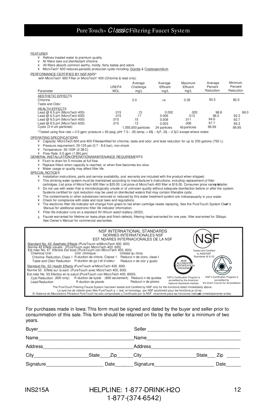 Moen 7037 87025, 87030, 87034 Series owner manual Nsf 