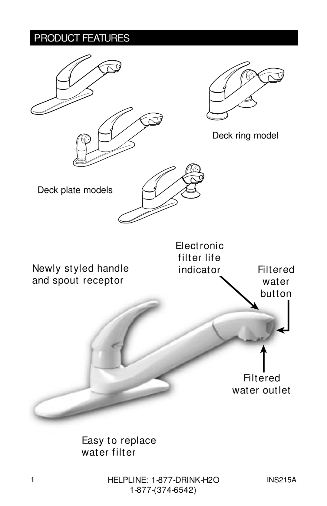 Moen 7037 87025, 87030, 87034 Series owner manual Product Features 