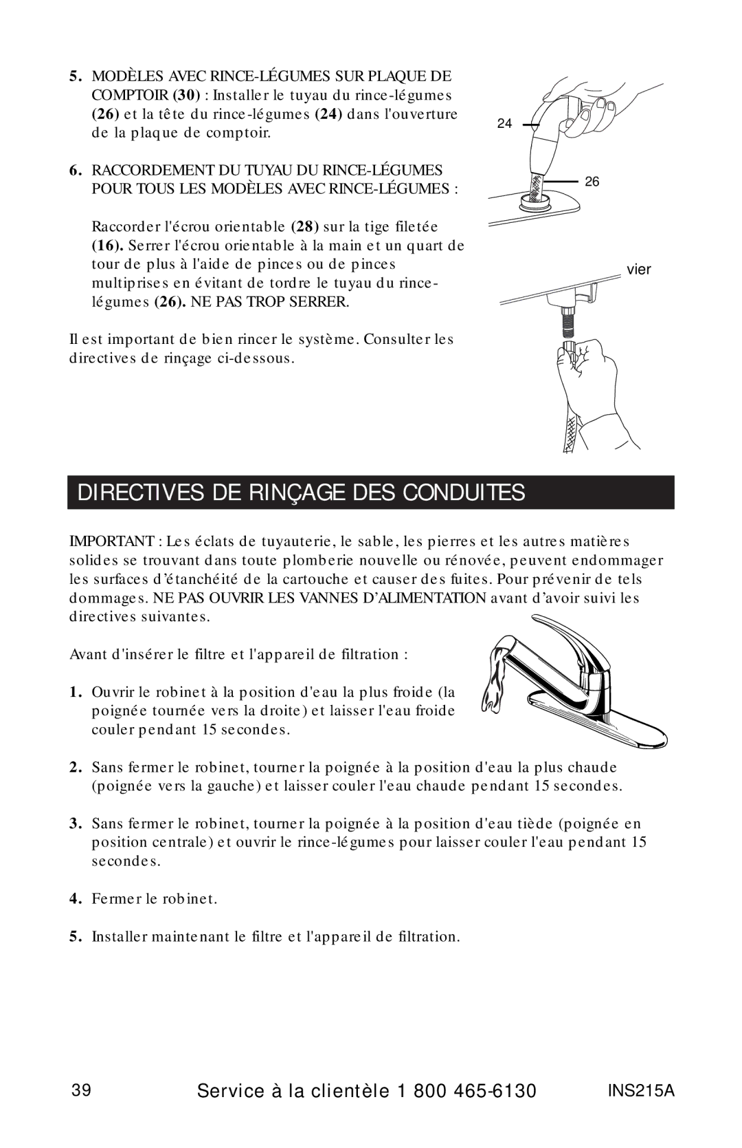 Moen 7037 87025, 87030, 87034 Series owner manual Directives DE Rinçage DES Conduites 