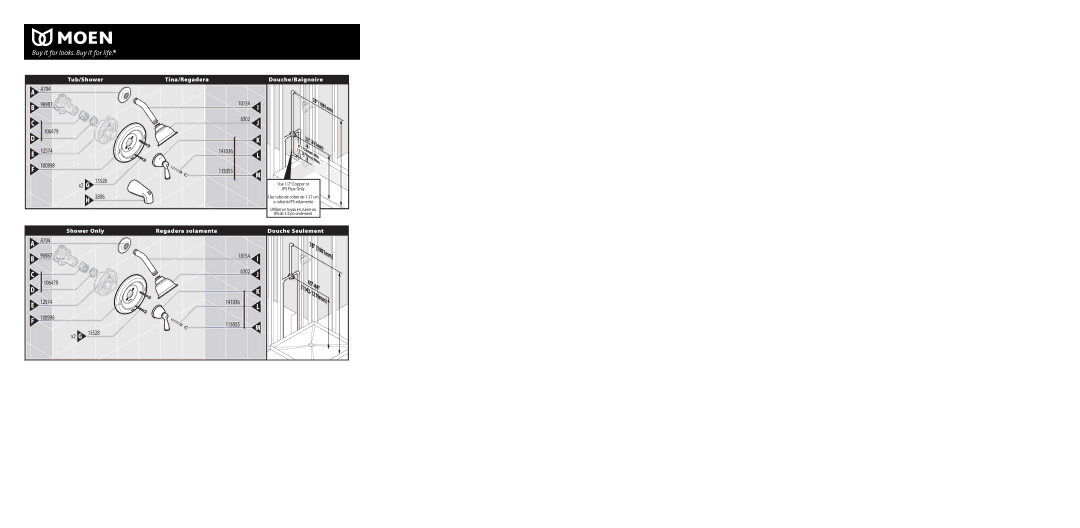 Moen 82912 Series warranty 106479, 52mm 