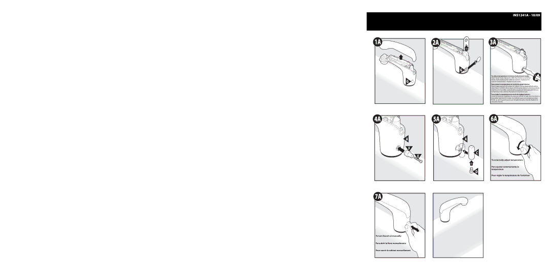 Moen 8308, 8307 warranty Para ajustar la temperatura en modo de ajuste interno 