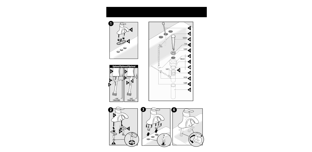 Moen 84000 warranty Optional/Optionnel/Opcional, 103459 1185 12689 106322 16015 14104 