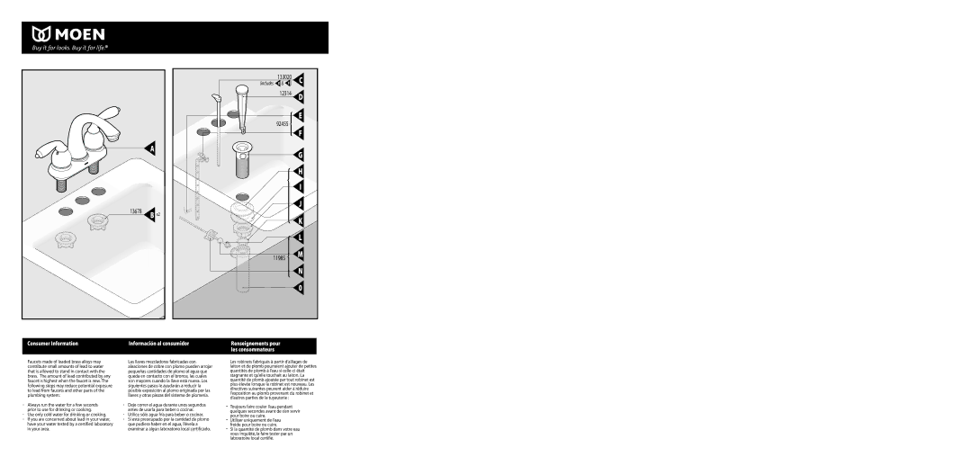 Moen 84292 SERIES warranty Renseignements pour 