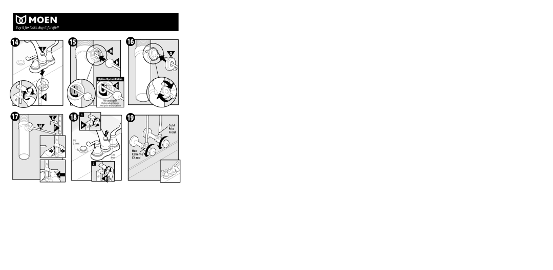 Moen 84438 Series warranty Frio, Hot, Chaud 