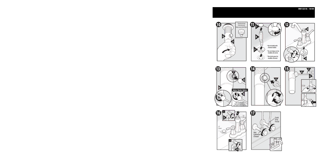 Moen 86301, 6301 Series warranty Chaud, Anti-vandal option Opcion antivandalismo 