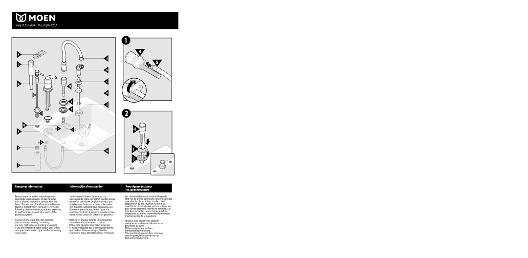 Moen CA87008 warranty Las llaves mezcladoras fabricadas con, Utilice sólo agua fría para beber o cocinar 