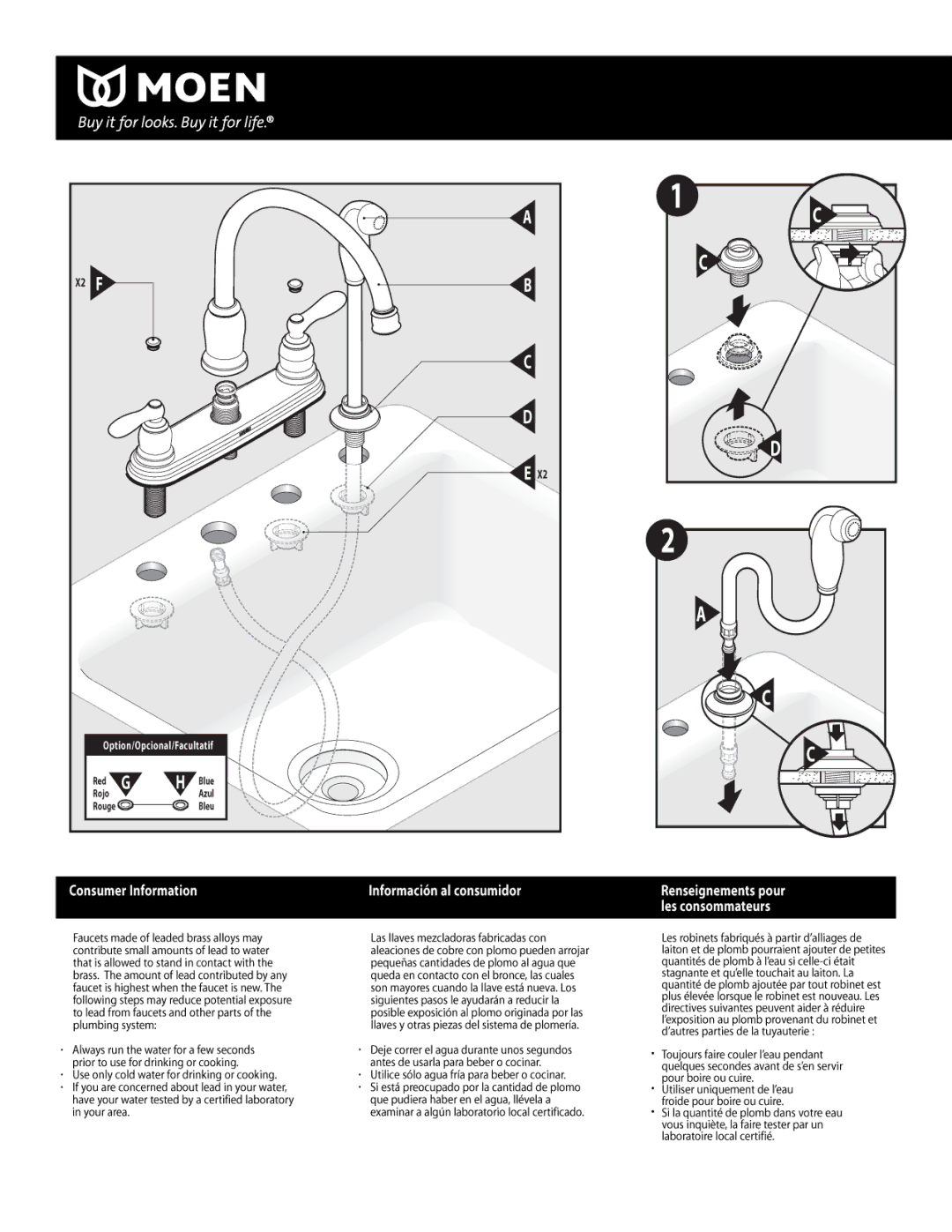 Moen CA87889, CA87060, CA87888 warranty 