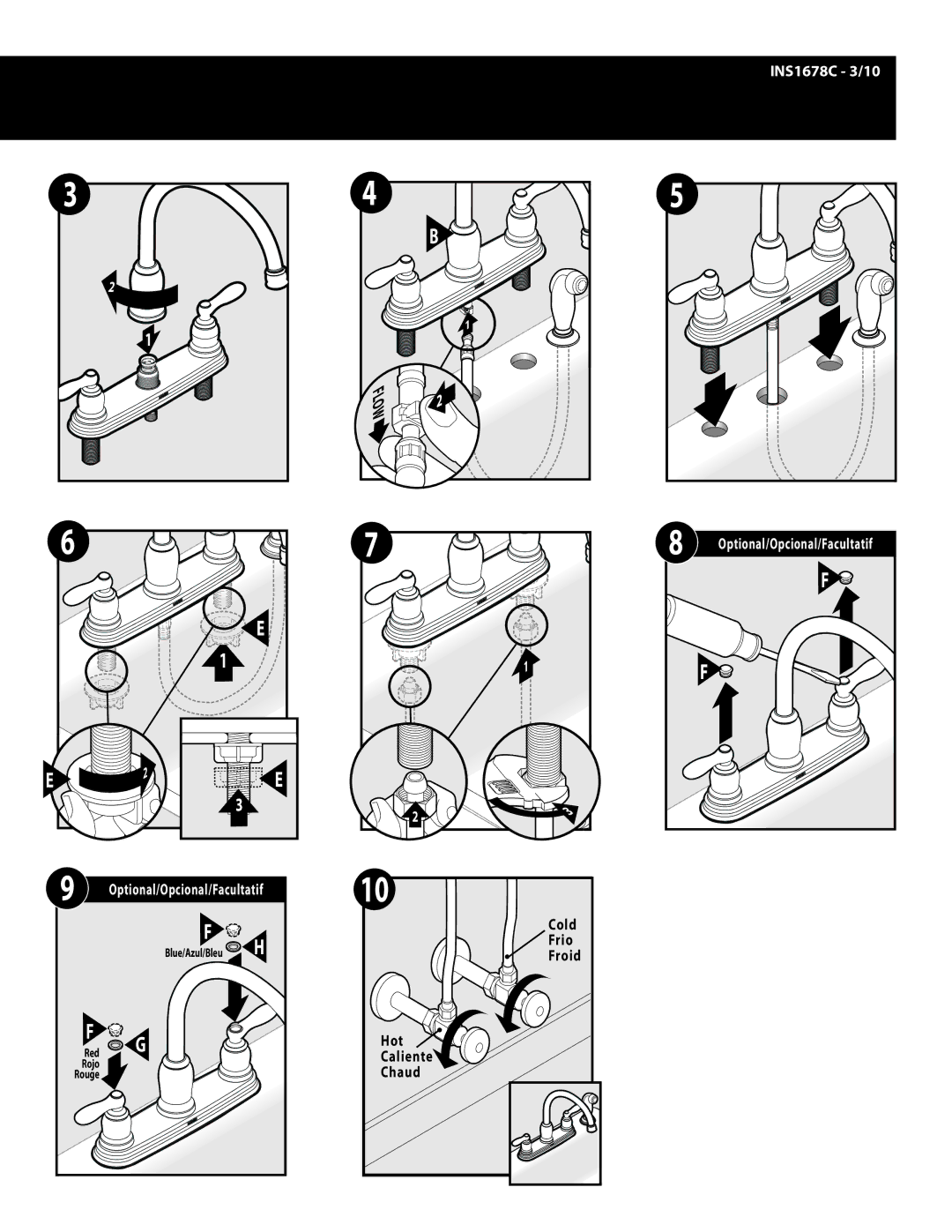 Moen CA87060, CA87888, CA87889 warranty Hot Caliente Chaud 