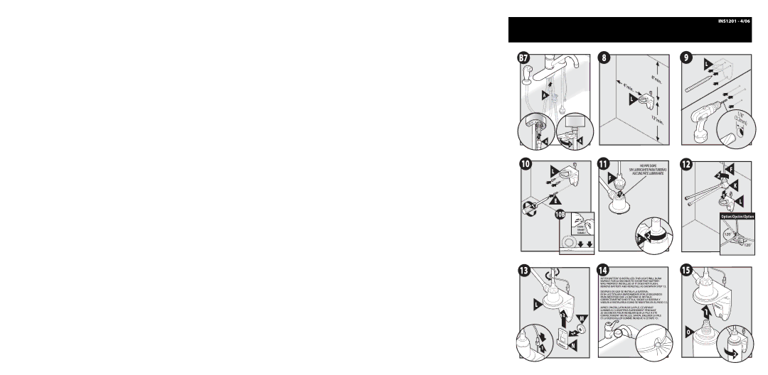 Moen F87420, F87424 warranty 10B, Option/Opción/Option 