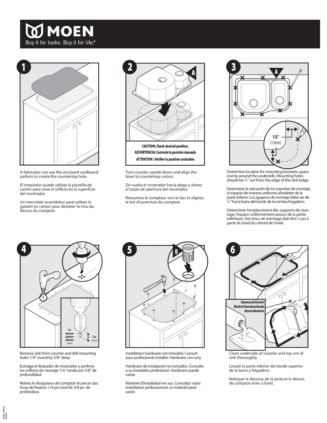 Moen INS10182-3, 13 manual Alcool dénaturé 