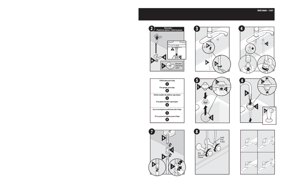 Moen INS106H-1/07 warranty Discard Descarte Jeter 