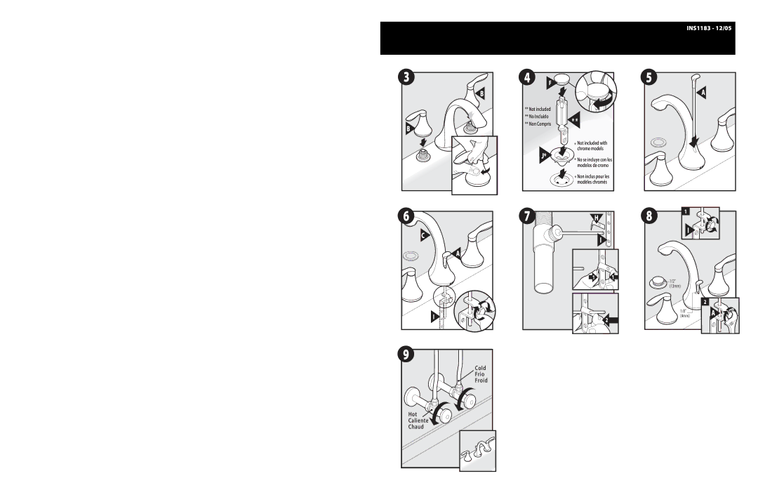 Moen INS1183-1205 warranty Cold 