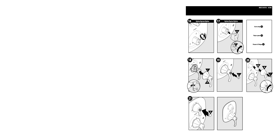 Moen INS1547A warranty Go to step Vaya a paso Passer à létape 