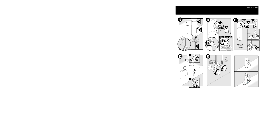 Moen INS1565 warranty Frio, 13mm, Cold, Hot, Option Longer 