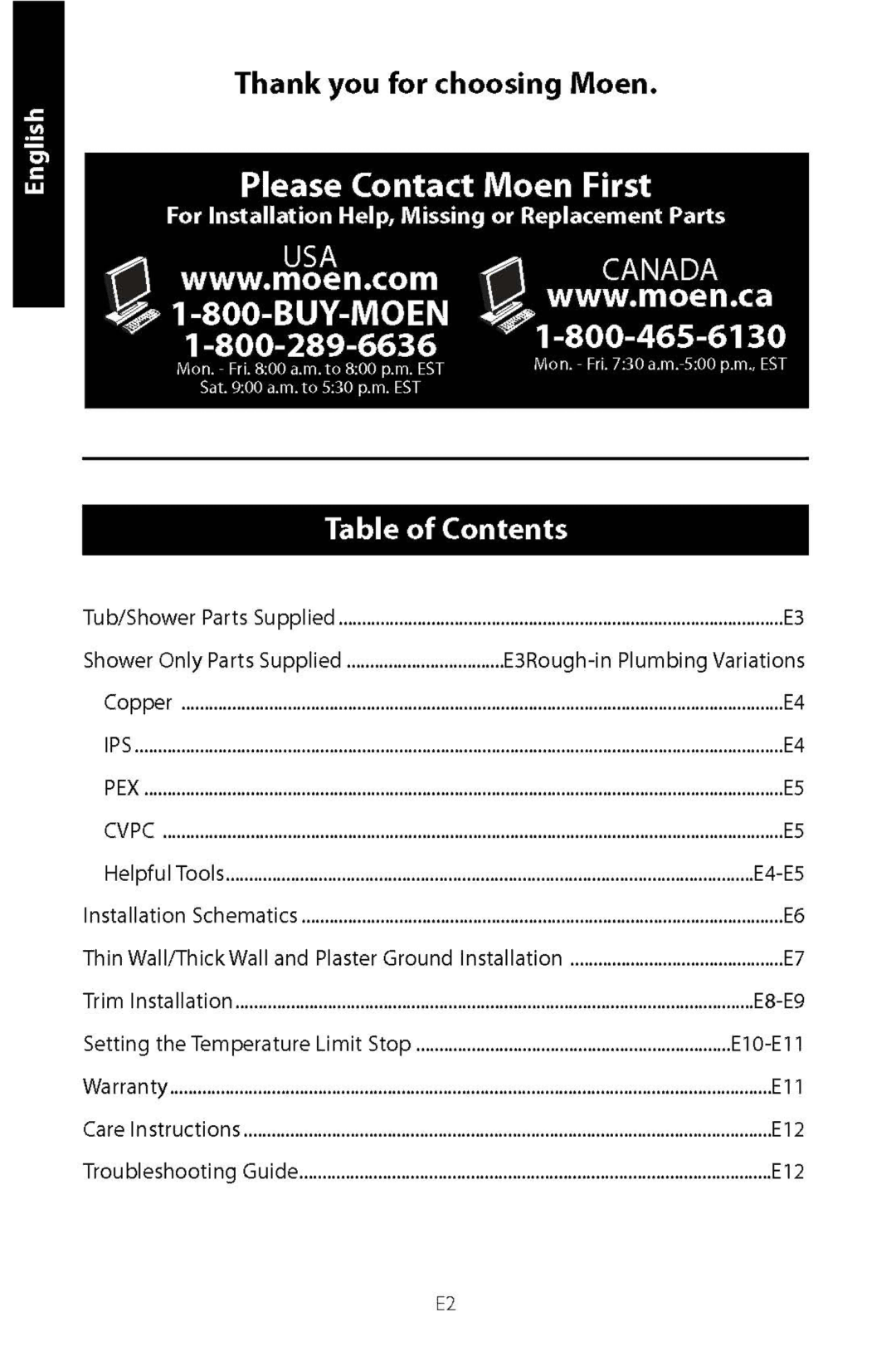Moen INS1997 manual 