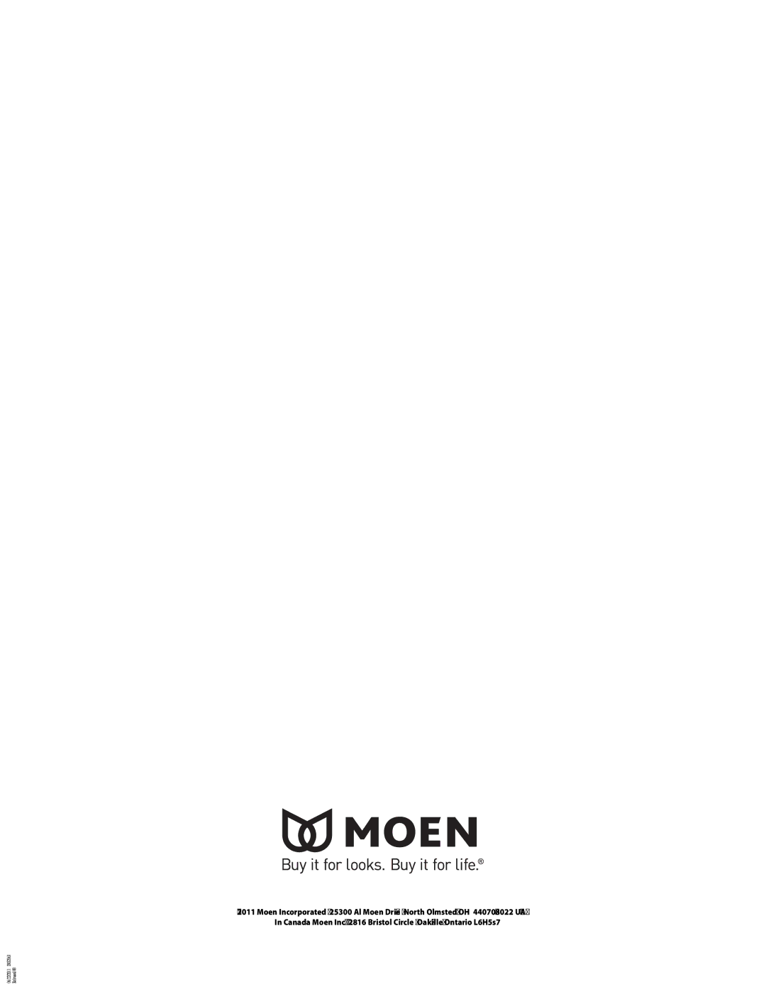 Moen INS2061-2/11 warranty 