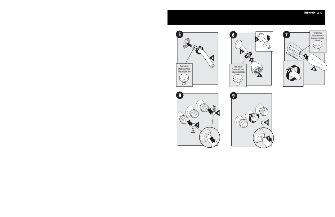 Moen INS916D warranty Thread seal tape 