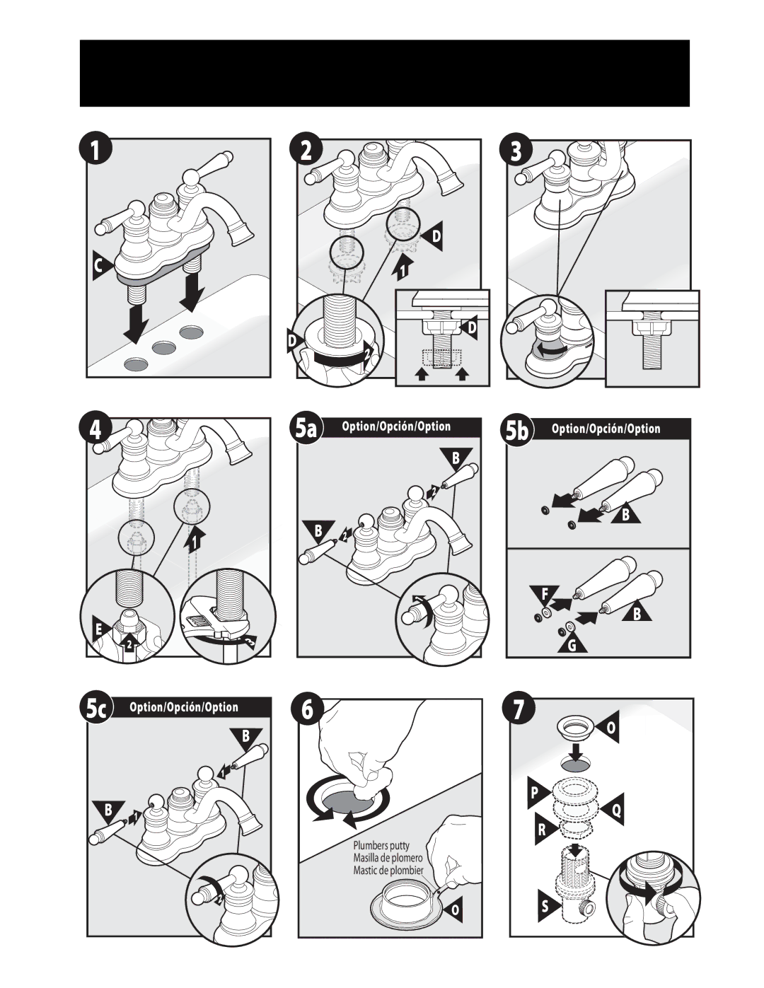 Moen S412 Series warranty Option/Opción/Option 