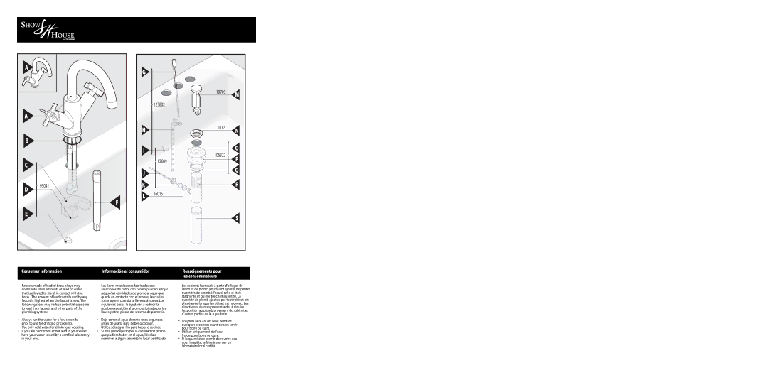 Moen S4711 Series, S470 Series warranty Las llaves mezcladoras fabricadas con, Utilice sólo agua fría para beber o cocinar 