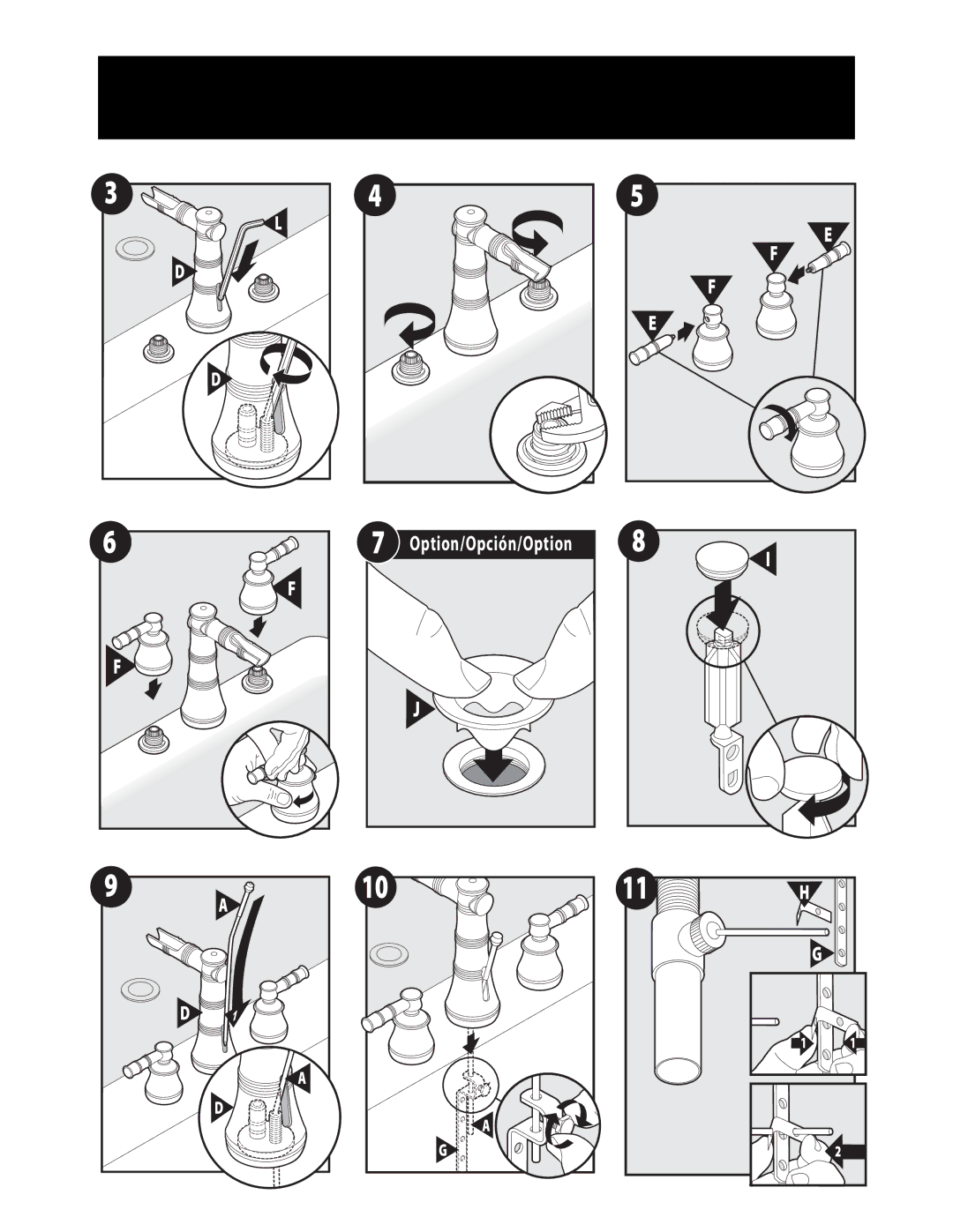 Moen S881 warranty Option/Opción/Option 