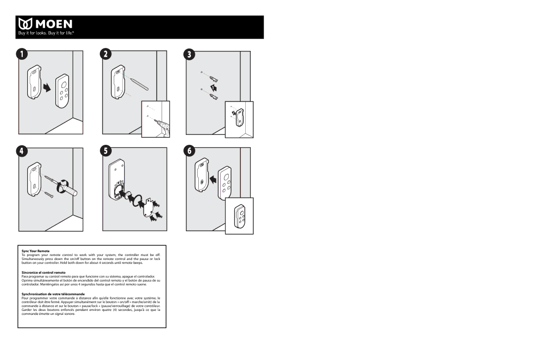 Moen SA349, SA340 warranty Sync Your Remote, Sincronice el control remoto, Synchronisation de votre télécommande 