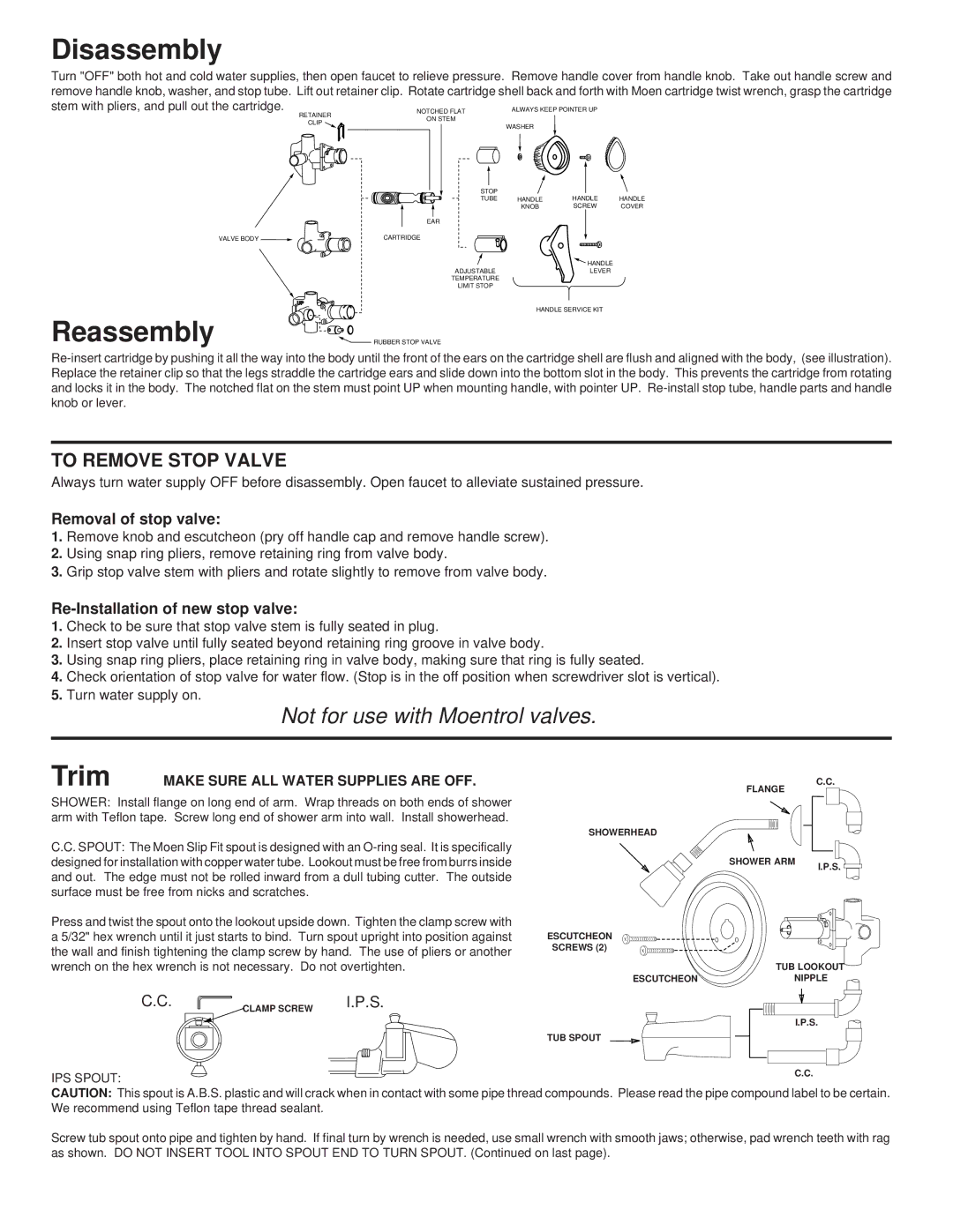 Moen T666, T471, T555, T473, T777, T888, 72700, 72615, 62700, 5401, 62600, 2290, 2291 Disassembly, Reassembly, IPS Spout 