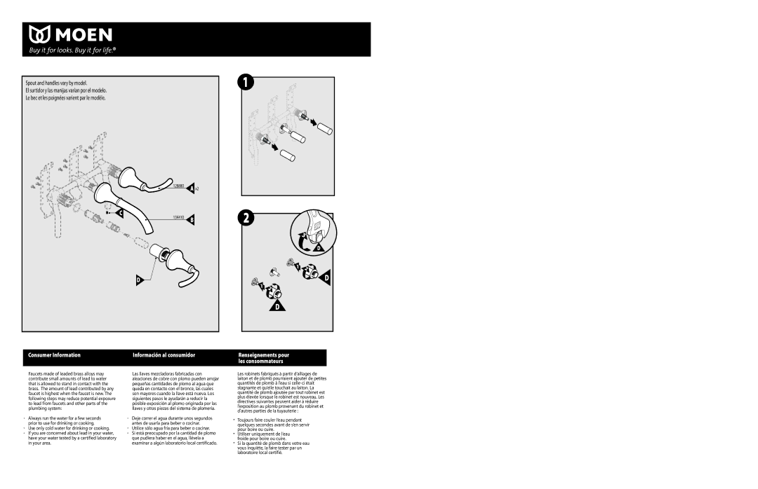 Moen T6107 warranty Información al consumidor, Renseignements pour les consommateurs 