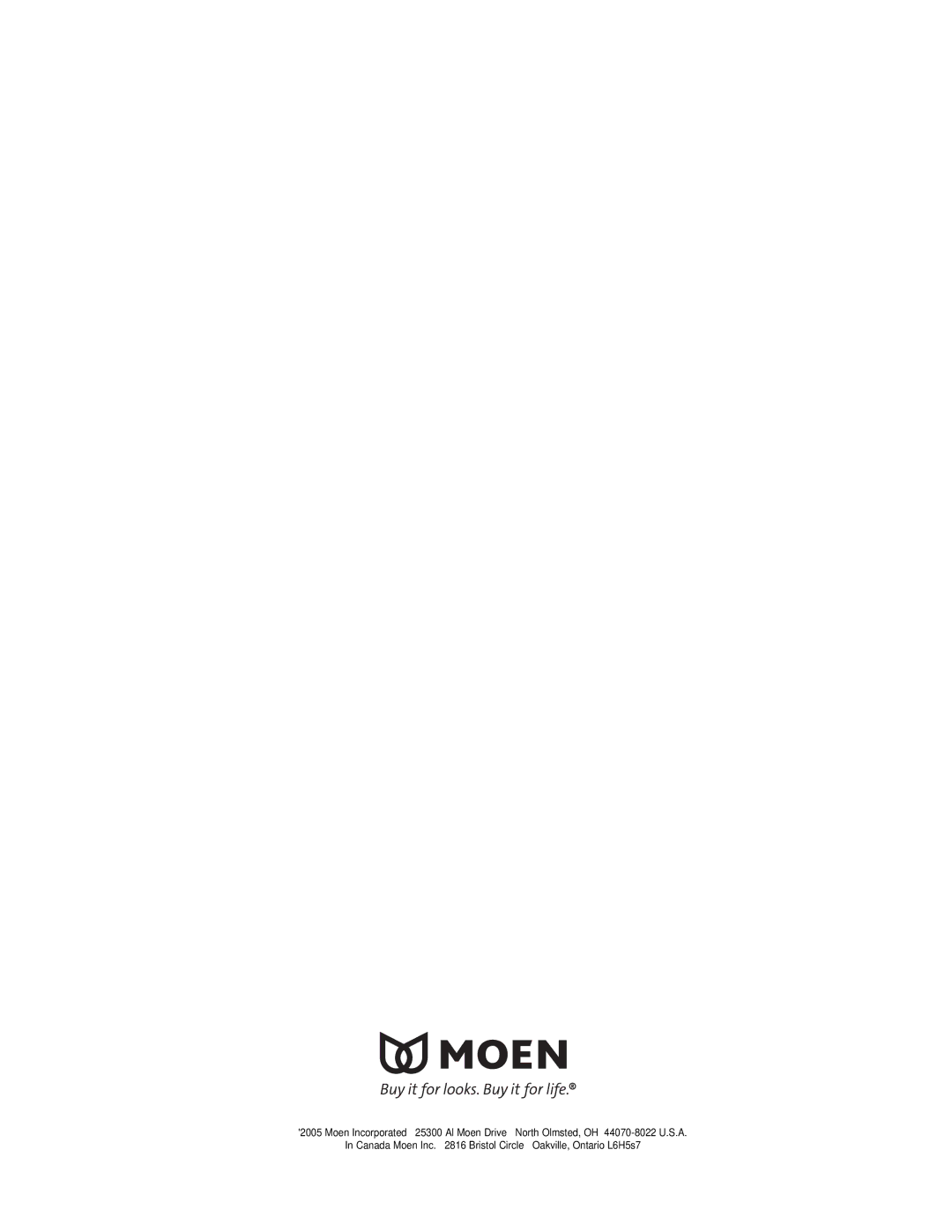 Moen T62979 warranty 