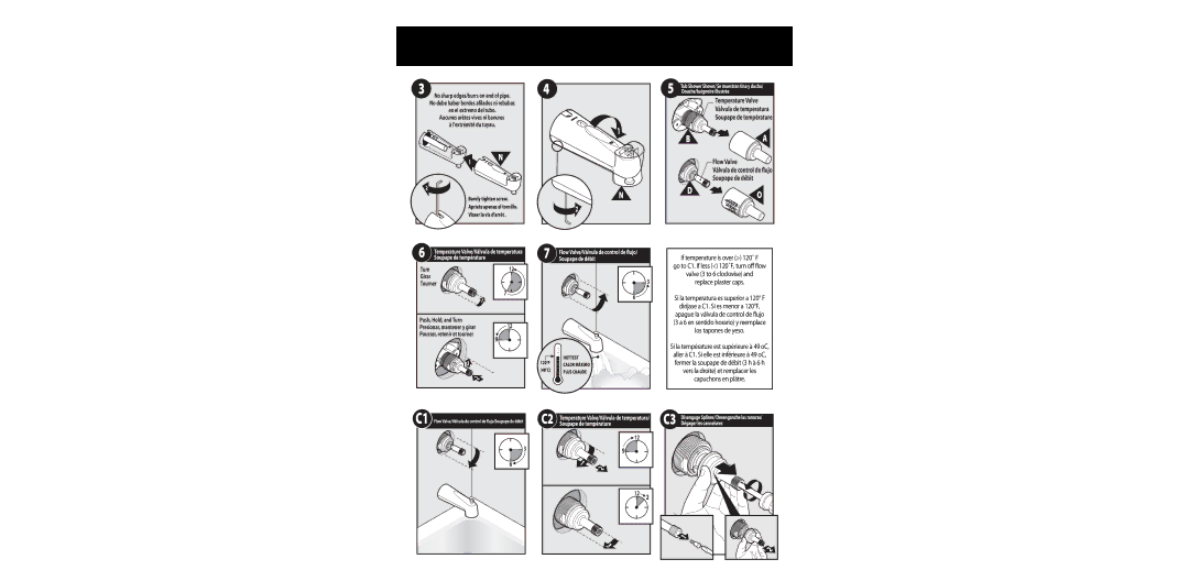 Moen TL3410, TL3450, TL3400 warranty Temperature Valve, Soupape de température Flow Valve, Soupape de débit 