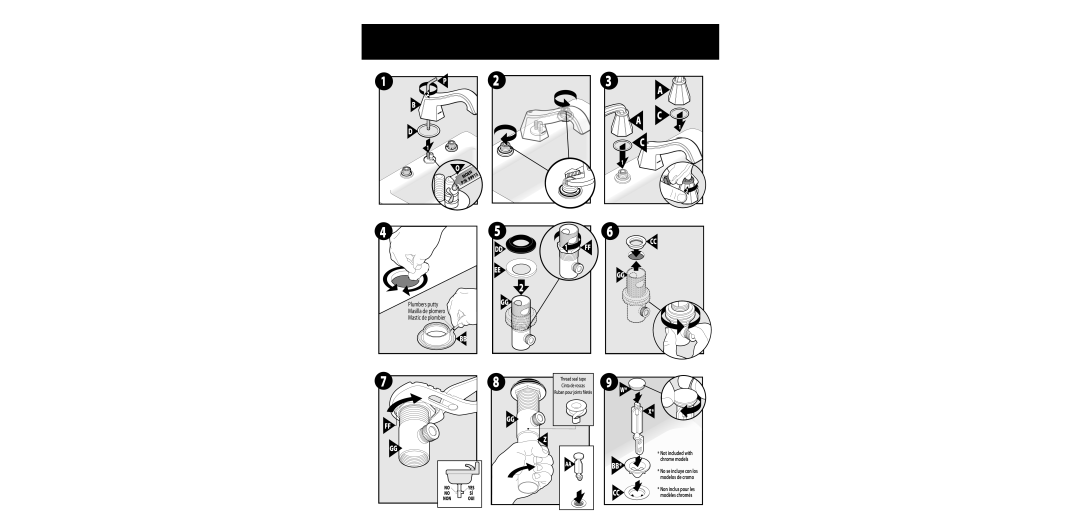Moen TS447 warranty Plumbers putty Masilla de plomero Mastic de plombier 