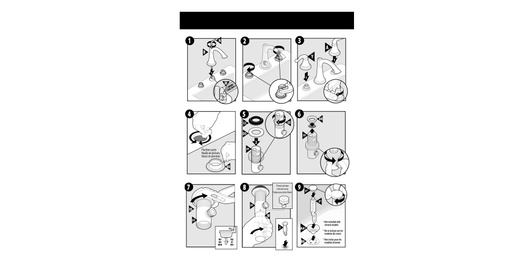 Moen TS498 SERIES, TS497 warranty Plumbers putty, Masilla de plomero Mastic de plombier 
