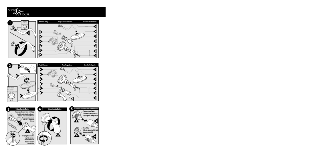 Moen TS3110 Series, TS514 Series, TS3116 Series, TS3112 Series warranty Option/Opción/Option, Soupape de débit 