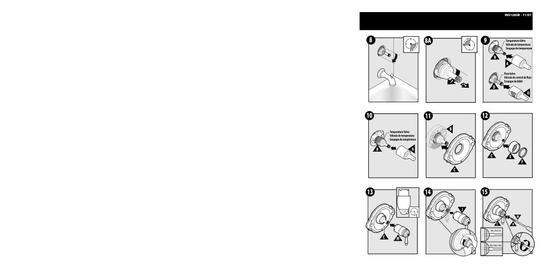 Moen TS514 Series, TS3116 Series warranty Soupape de température Flow Valve, Temperature Valve, Válvula de temperatura 