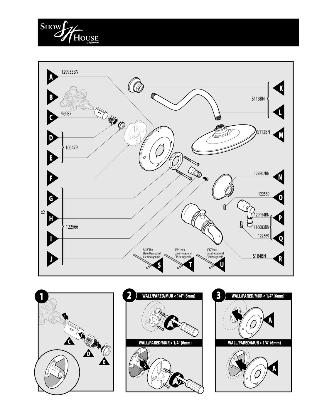 Moen TS8810, TS8814, TS8812 warranty S184BN 