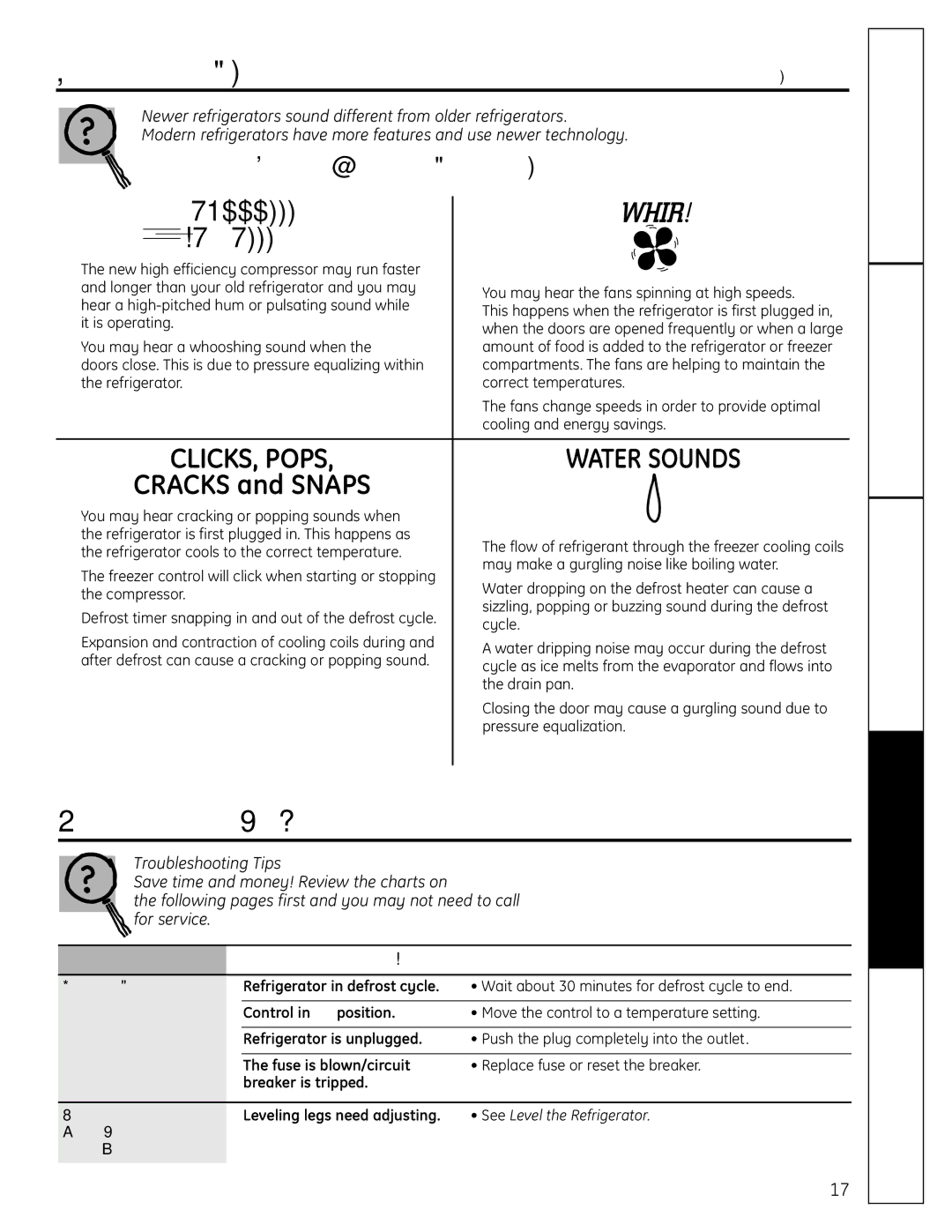 Moffat 20 Normal operating sounds, Before you call for service…, Safety Instructions Operating Instructions Installation 