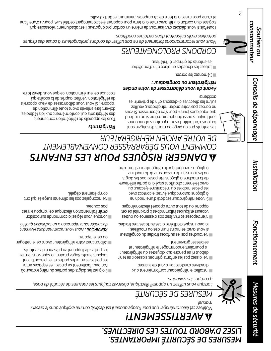 Moffat 20, 22 installation instructions Installation Fonctionnement, Congélateur ou réfrigérateur, Réfrigérants 