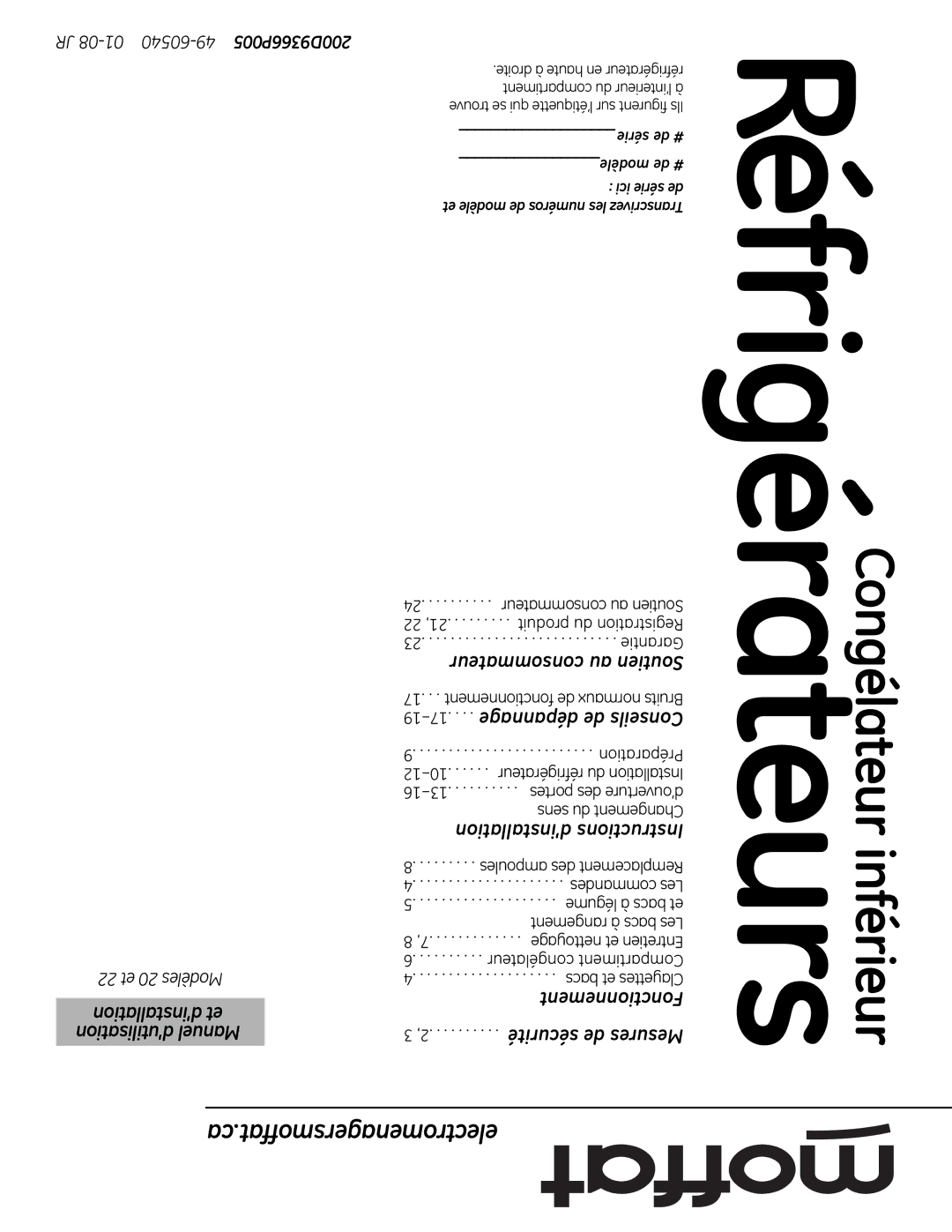 Moffat 22, 20 Consommateur au Soutien, Dépannage de Conseils, Fonctionnement, Sécurité de Mesures, Série de # Modèle de # 