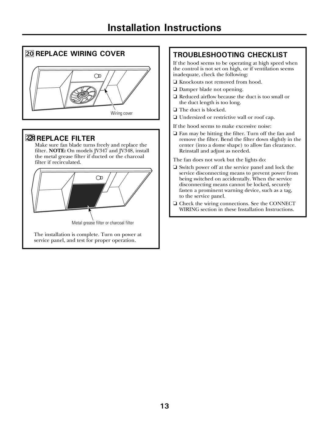 Moffat 350A4502P5661 owner manual Replace Wiring Cover, 2321REPLACE Filter, Troubleshooting Checklist 