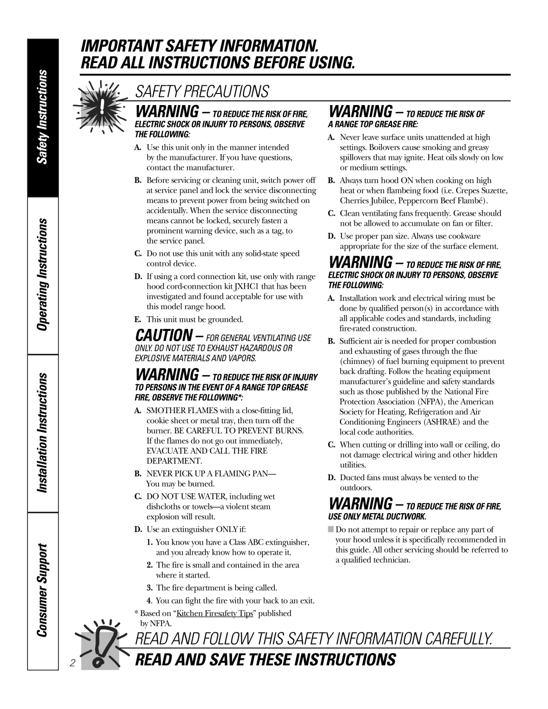 Moffat 350A4502P5661 owner manual Instructions, Safety 