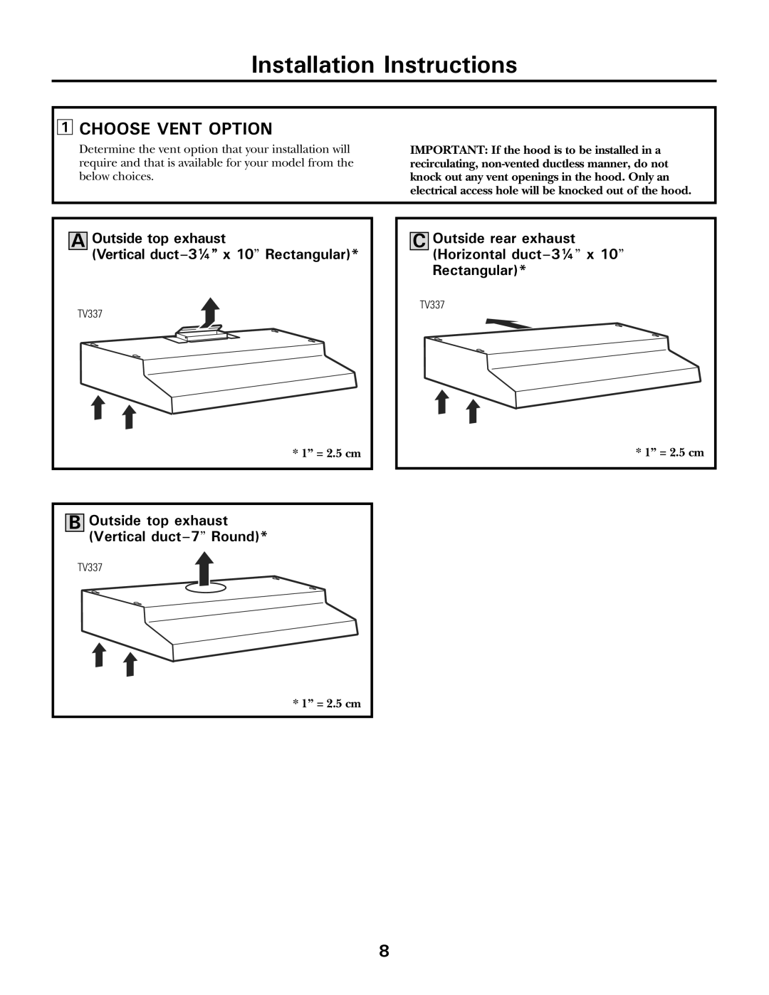 Moffat 350A4502P5661 owner manual Choose Vent Option 