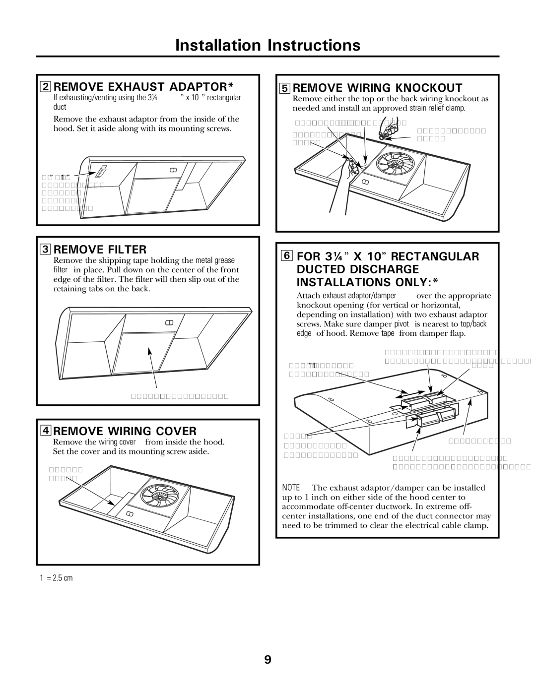 Moffat 350A4502P5661 owner manual Remove Exhaust Adaptor, Remove Wiring Knockout, Remove Filter, Remove Wiring Cover 