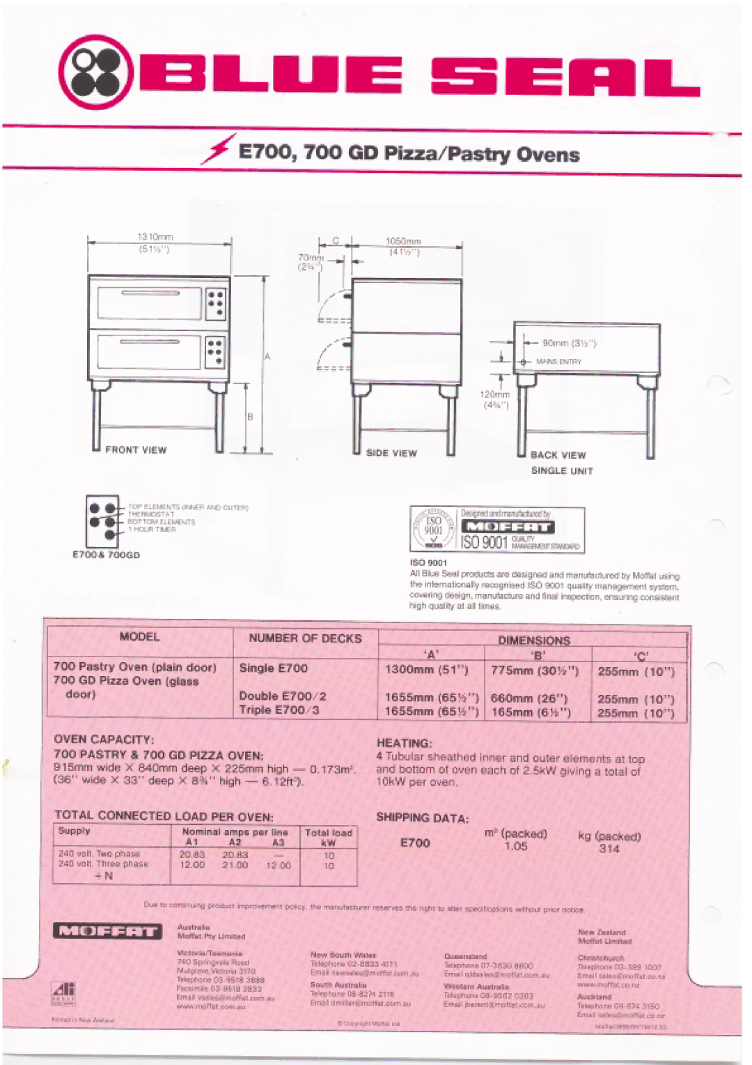 Moffat 700 GD manual 