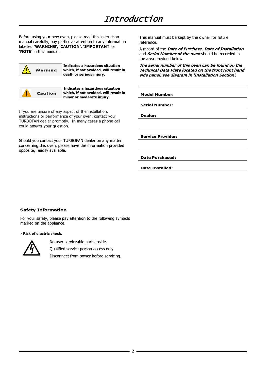 Moffat E20M operation manual Introduction 