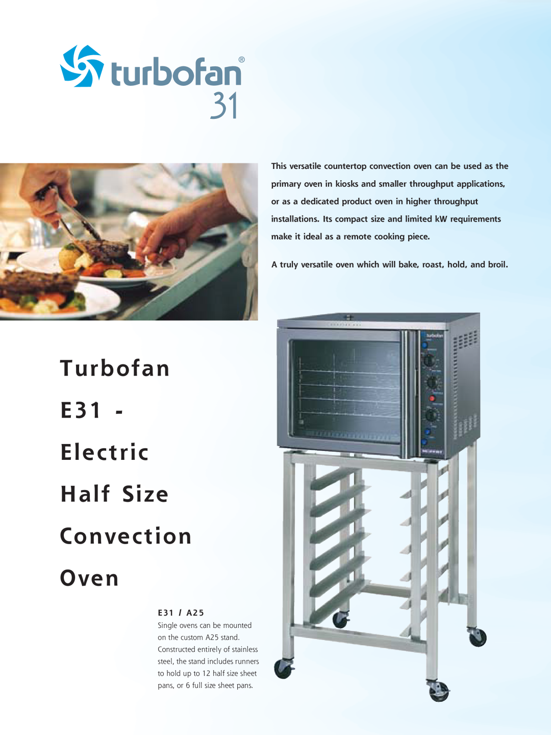 Moffat E25 manual Turbofan E31 Electric Half Size Convection Oven 