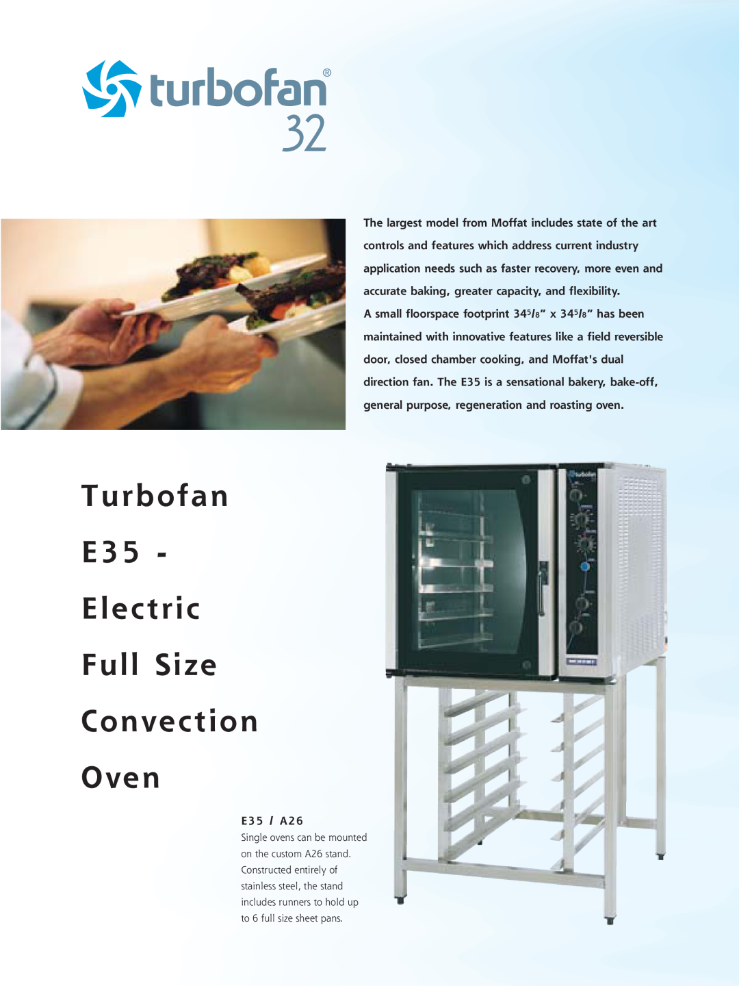 Moffat E25 manual Turbofan E35 Electric Full Size Convection Oven 