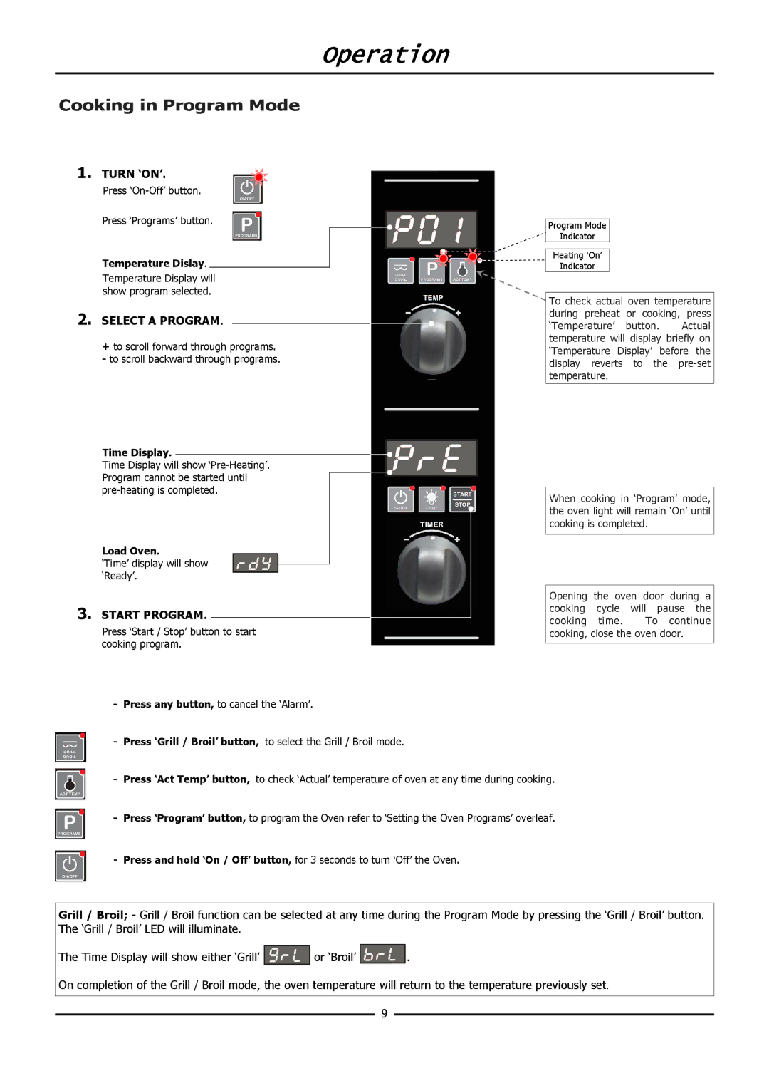 Moffat E31D4 operation manual Cooking in Program Mode, Select a Program, Start Program 