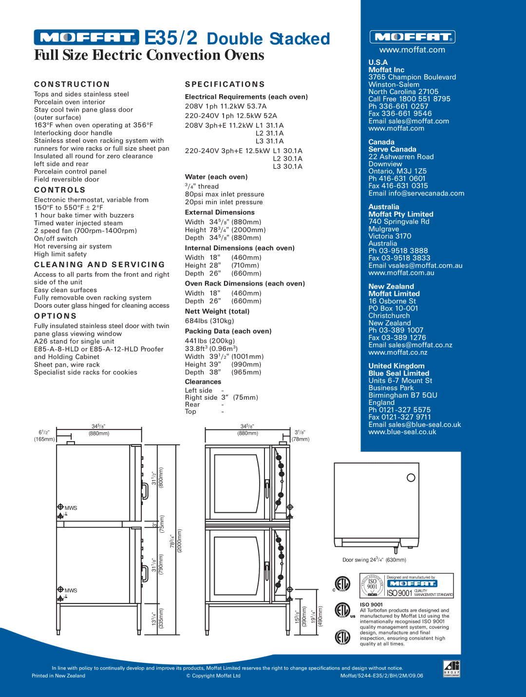 Moffat E35/2 manual N S T R U C T I O N E C I F I C At I O N S, E a N I N G a N D S E R V I C I N G, T I O N S 