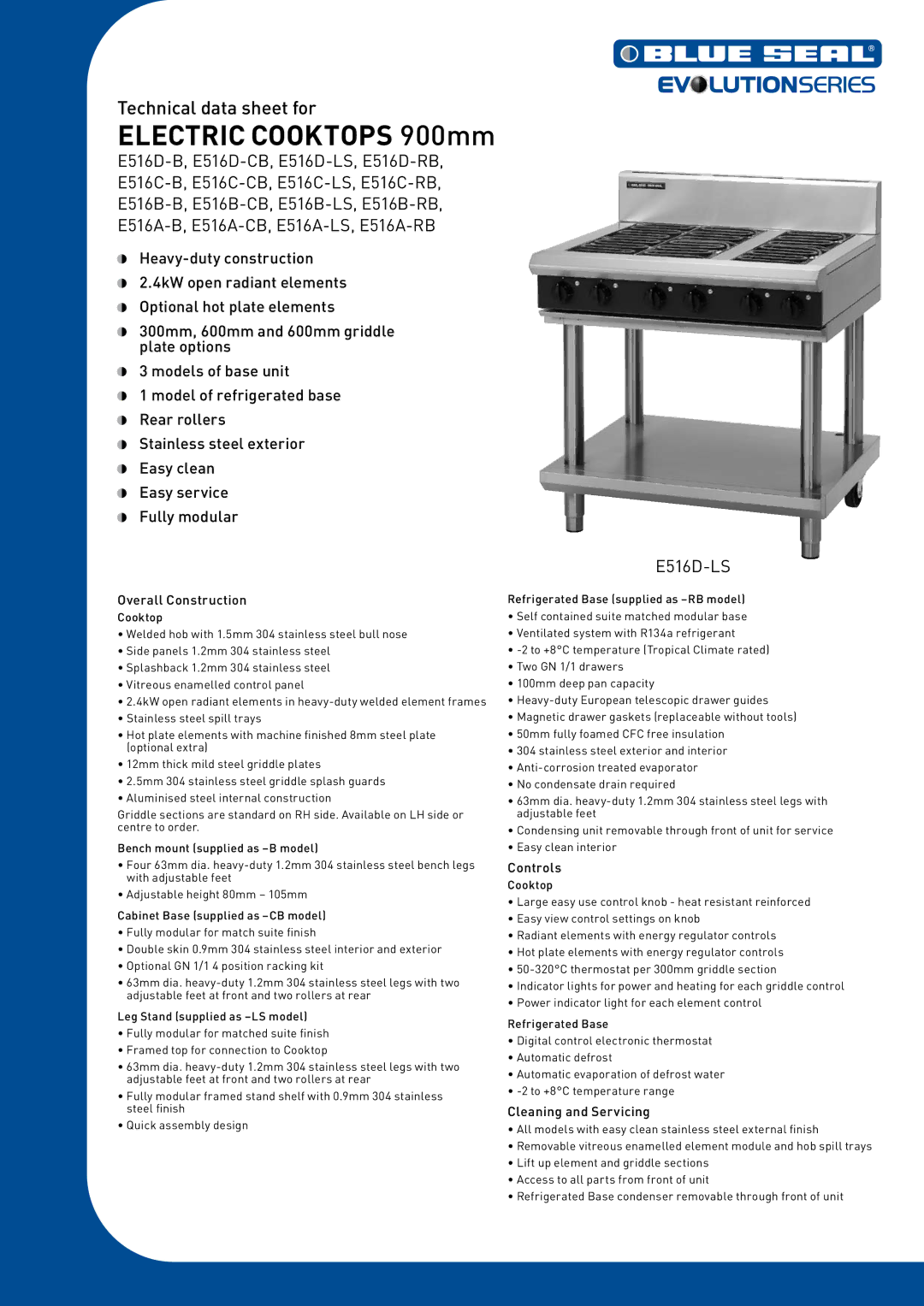 Moffat E516D-CB, E516B-CB, E516A-LS, E516A-CB, E516C-RB, E516B-B manual Overall Construction, Controls, Cleaning and Servicing 