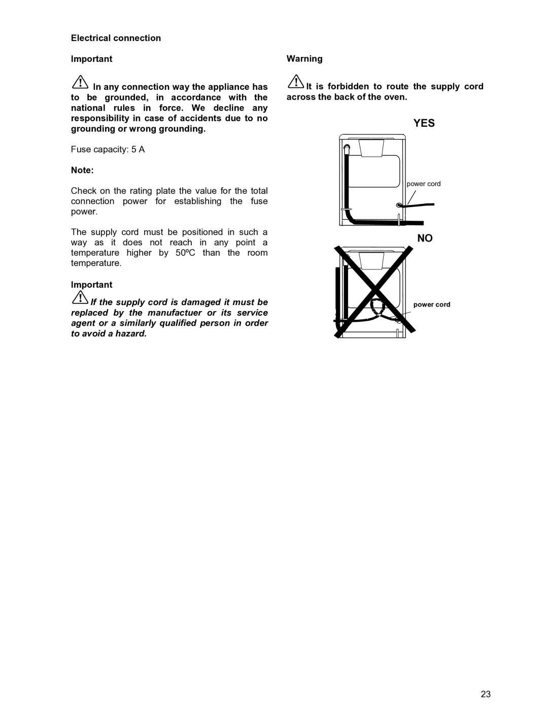 Moffat GSC 5061 manual Yes 